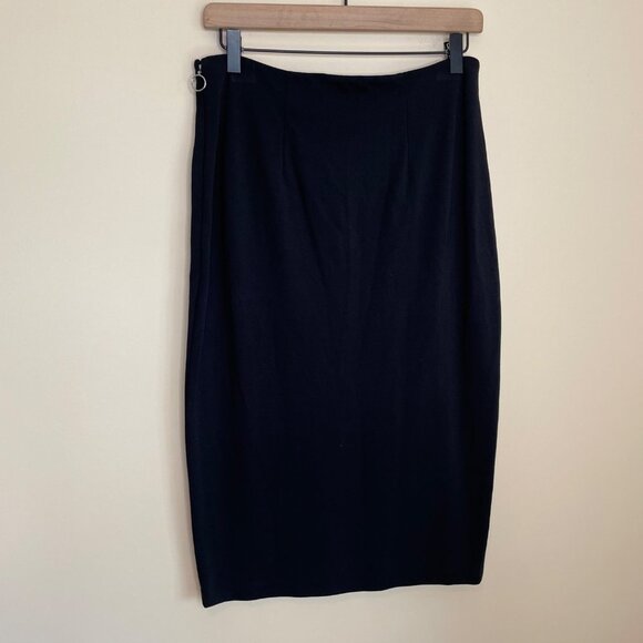 Alexander Wang Black Pencil Skirt Size Large Knee‎ Length Minimalist Work Career - Picture 4 of 7
